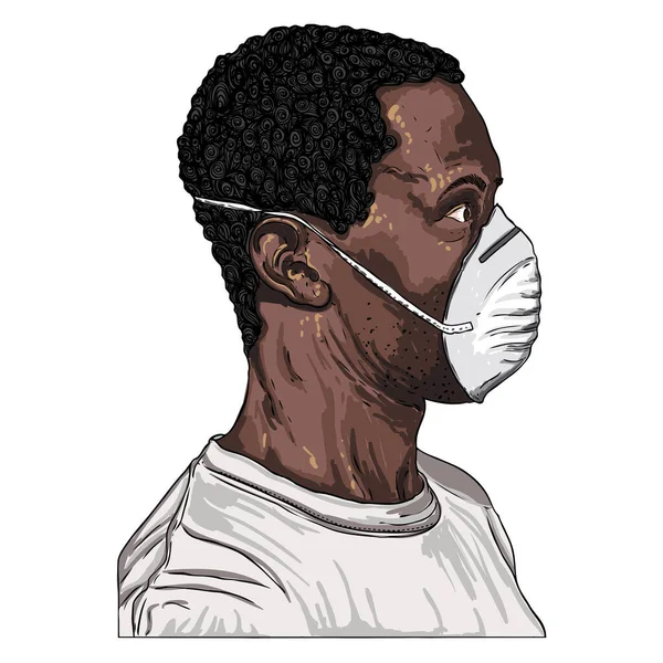 Mann Mit Schutz Und Medizinischer Maske Coronavirus Covid Krankheit Verhindern — Stockvektor