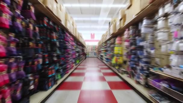 Supermarket Shopping Pov Action Kamera Rörelse Raden Butiken Sektion Butiken — Stockvideo