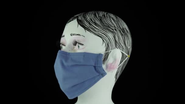 Novel coronavirus COVID-19 new normal social concept, Urban commuter woman head in protective and medical face mask. Prevention and quarantine from infections, flu contaminated air pollution. — Stock Video