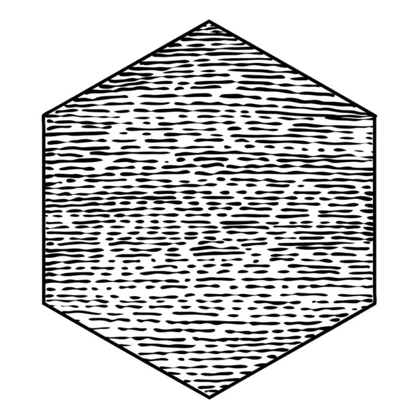 円の中に書道ペンや鉛筆インクで描かれた不規則な線形のハッチングテクスチャライン 長方形の抽象的なラインスクリブルの幾何学的な形状 — ストックベクタ