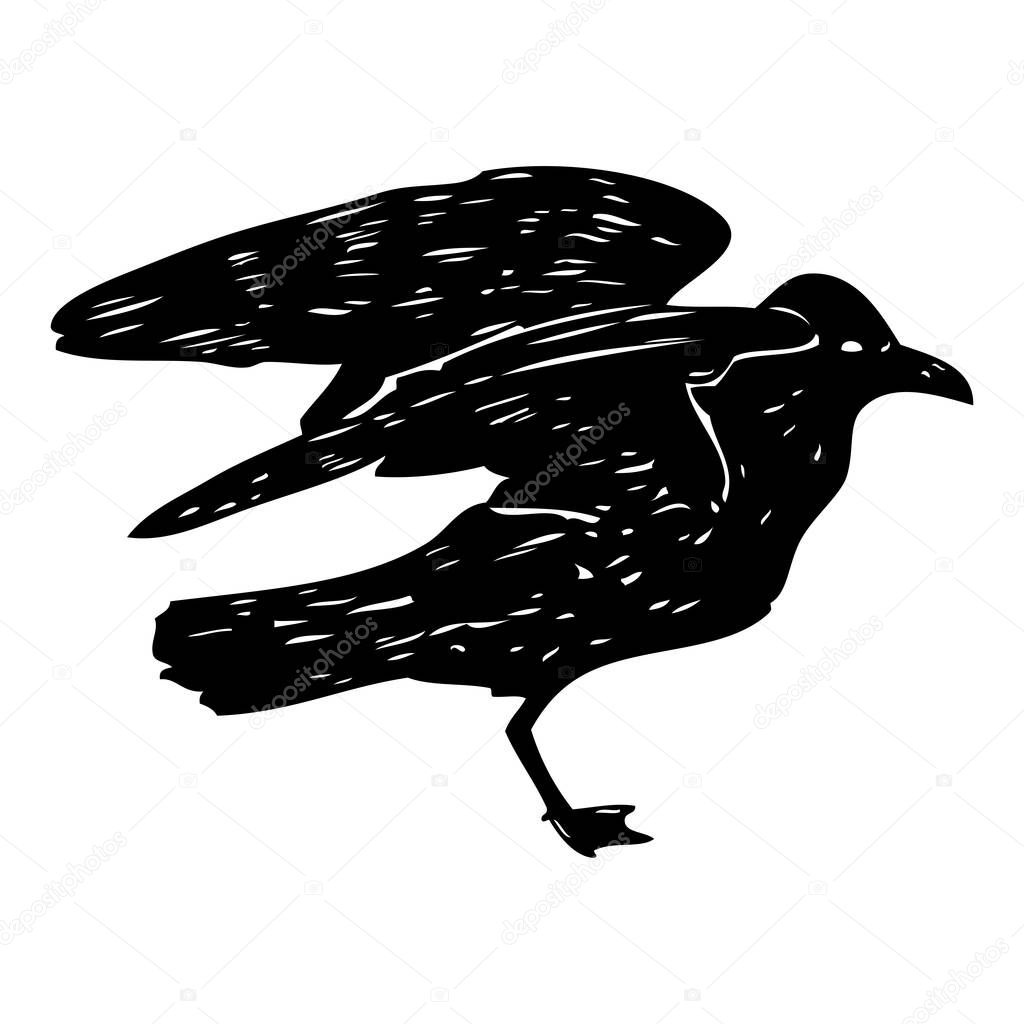 Isolated marine shape stroke silhouette of seagull bird flying in the air Inspirational for body or flesh ink tattoo for sailor Vector.