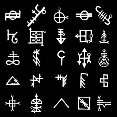 Ezoterik kutsal geometrik semboller seti. Soyut mistik işaretler koleksiyonu. Vektör. 