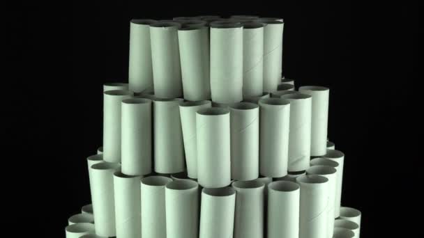 Empty toilet paper rolls, concept of Diarrhea, constipation, irritable bowel, stomach pain. Depiction of Gastritis, abdominal or period pain, stomach-ache, menstrual pain, pms premenstrual syndrome. — Stock Video