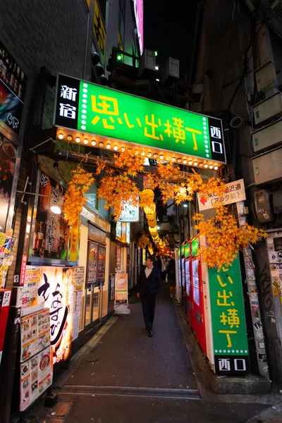 Tokio Japonia Października 2018 Omoide Yokocho Shinjuku Tokyo Japan Słynne — Zdjęcie stockowe