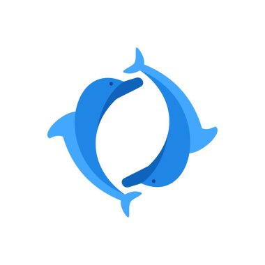 İki yunus konsepti. Çeşitli iş amaçları için çok uygun, ayrıca simge, sembol, logo ve daha fazlası için de..