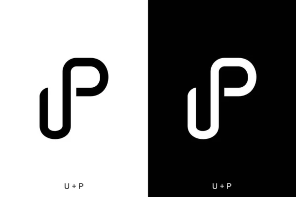 UとPまたは黒と白の背景とアップレター アイコン シンボル ロゴなど さまざまなビジネス目的で非常に適しています — ストックベクタ