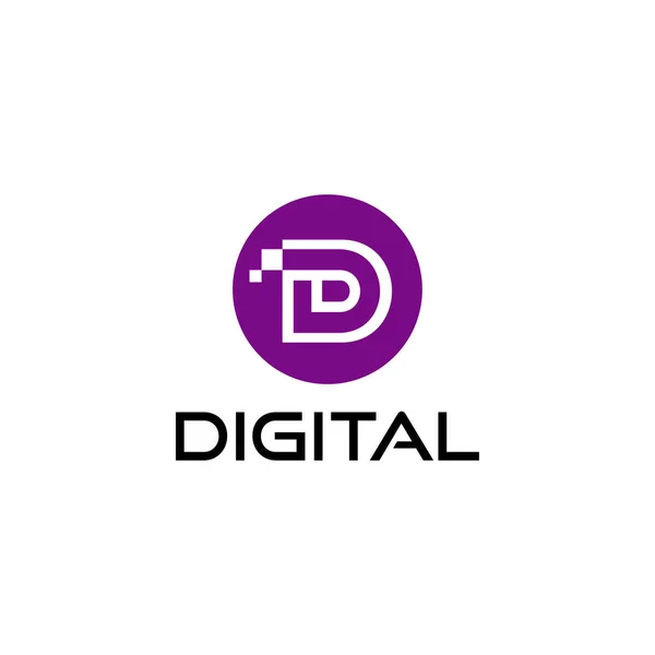 文字D記号付きデジタルロゴ アイコン シンボル ロゴなど さまざまなビジネス目的で非常に適しています — ストックベクタ