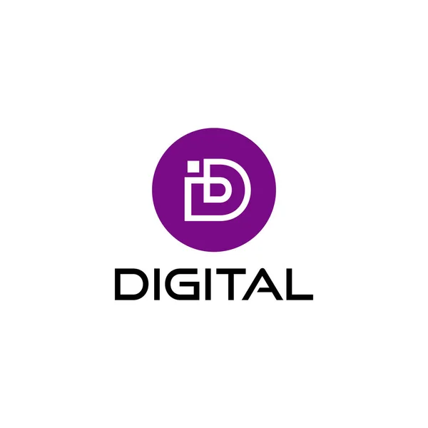 文字D記号付きデジタルロゴ アイコン シンボル ロゴなど さまざまなビジネス目的で非常に適しています — ストックベクタ