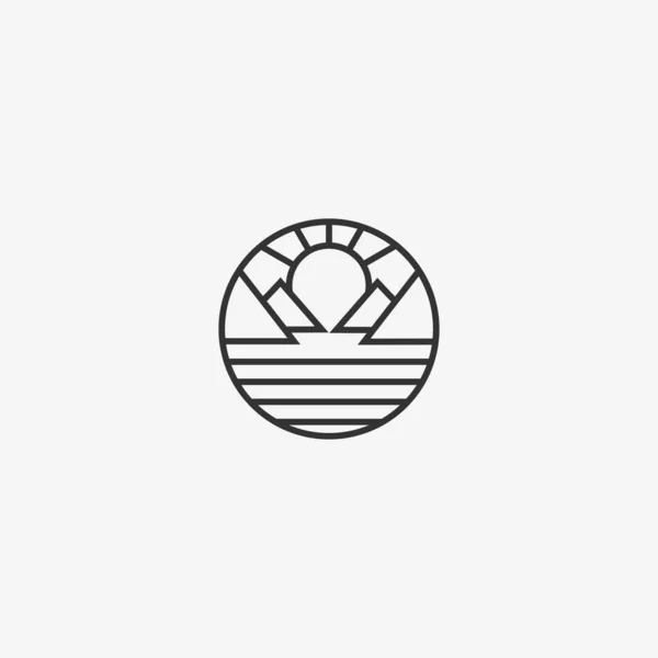 Ikona Wektora Logo Mountain Sun Stock Illustration — Wektor stockowy