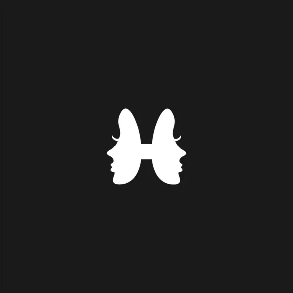 手紙H女性のロゴベクトルアイコンストックイラスト — ストックベクタ