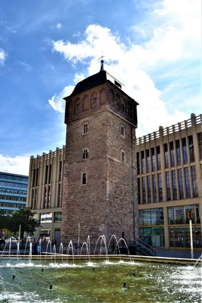 Torre Vermelha Antiga Chemnitz Alemanha Roter Turm Torre Vermelha Fonte — Fotografia de Stock