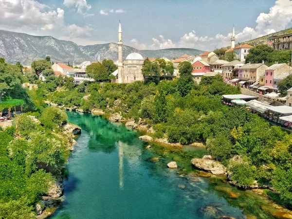 Ville Verte Bosnie Herzégovine Ville Mostar Bosnie Herzégovine Rivière Neretva — Photo