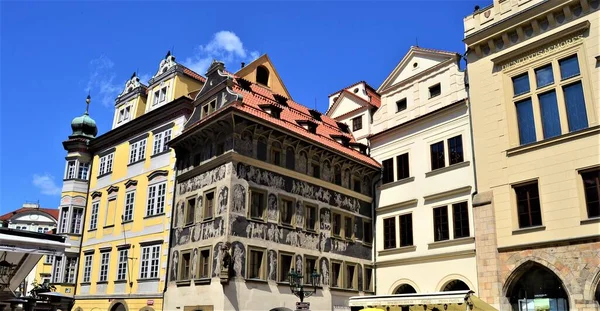 Prag City Deki Antik Tarihi Binalar Çek Cumhuriyeti — Stok fotoğraf
