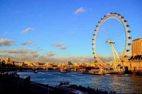 Знамените Око Лондона Біля Темзи Велика Британія — стокове фото