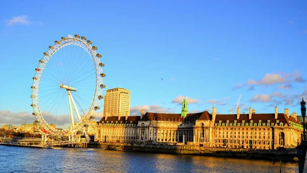 Famoso London Eye Perto Rio Tamisa Reino Unido — Fotografia de Stock