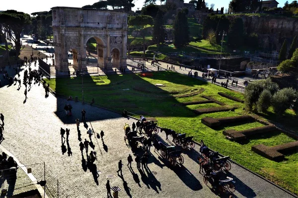 Vista Calle Roma Desde Coliseo Italia —  Fotos de Stock