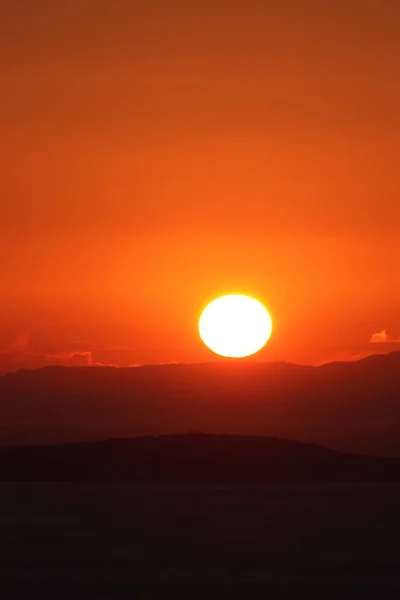Ηλιοβασίλεμα Από Τραπέζι Του Διαβόλου Στο Αϊβαλκ Μπαλικεσίρ Τουρκία — Φωτογραφία Αρχείου