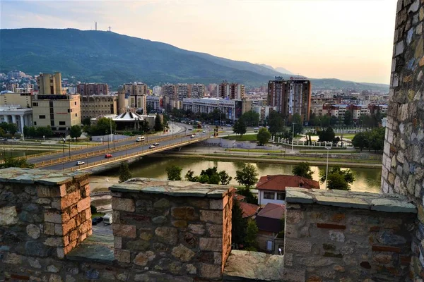 Skopje Blick Auf Die Stadt Von Der Osmanischen Burg Skopje — Stockfoto