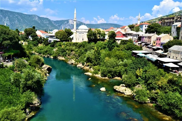 Ville Mostar Bosnie Hercegovina Ancienne Ville Ottomane Mostar Grand Pont — Photo