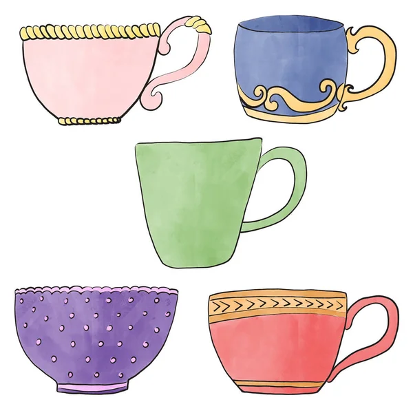 Set Elegant Cups Tracery — Stock Photo, Image