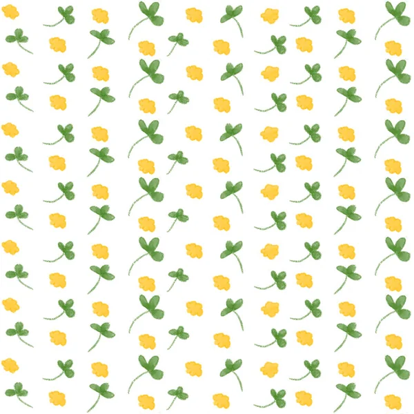 Sarı çiçekli ve yeşil yapraklı çiçek deseni