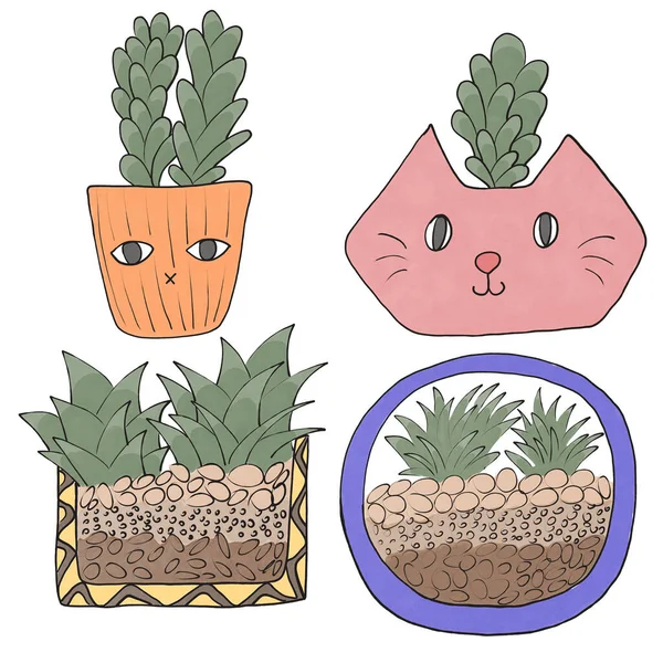 komik karikatür çiçek saksısı