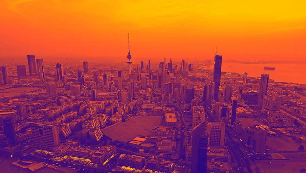 Purple Orange Tones Kuwait City Lights Just Before Sunse