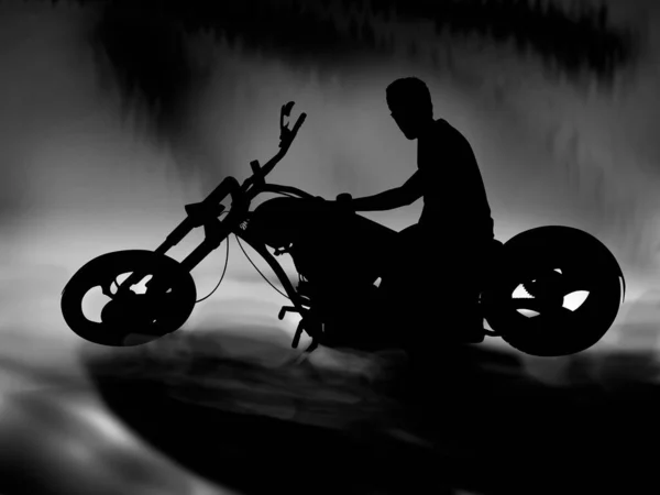 A Detailed Motorcycle Rider Black Shadow Silhouette Profile