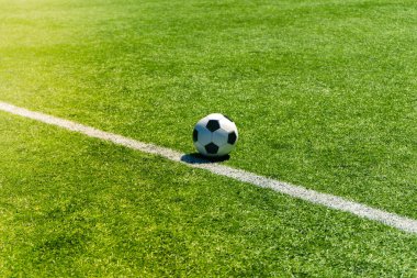 Futbol futbol saha Stadyumu çim çizgisini. Spor arka plan