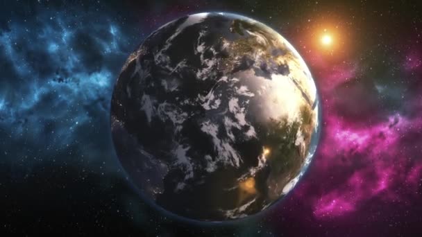 Planète Réaliste Terre Espace Sur Planète Terre Jour Nuit Changent — Video