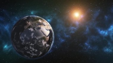 Gün batımı ile Samanyolu içinde belgili tanımlık geçmiş ile dünya uzaydan. Nasa tarafından döşenmiş bu görüntü unsurları.