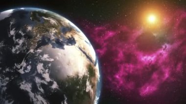 Dünya, dönen dünya iplik döndürme - 360 derece dönüş gerçekçi gezegen tam. Nasa tarafından döşenmiş bu görüntü unsurları.