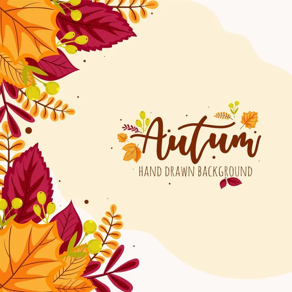 Handgezeichnete Herbst Blätter Hintergrund — Stockvektor