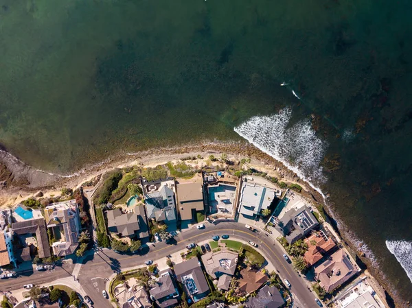 Vista Aérea Las Casas Playa Mar Turquesa California — Foto de Stock