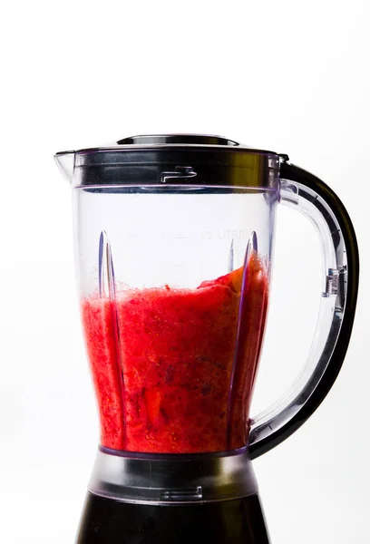 Strawberry Smoothie Blending Blender Isolated — Stock Photo, Image