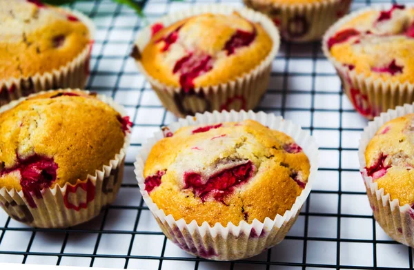 Homemade Strawberry Fruit Muffins Paper Holders — Stock Photo, Image