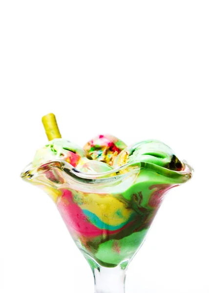 Зелений Чай Фруктове Змішане Морозиво Чашці — стокове фото