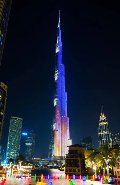 Dubaj Spojené Arabské Emiráty Května 2018 Světelná Show Burj Khailfa — Stock fotografie