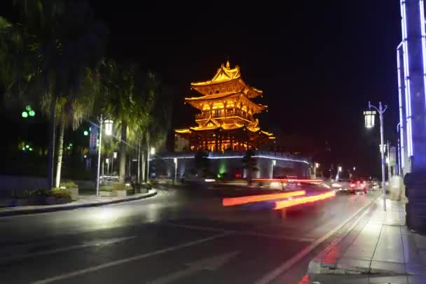 Guilin Drukke Centrum Bij Nacht Timelapse Video — Stockvideo