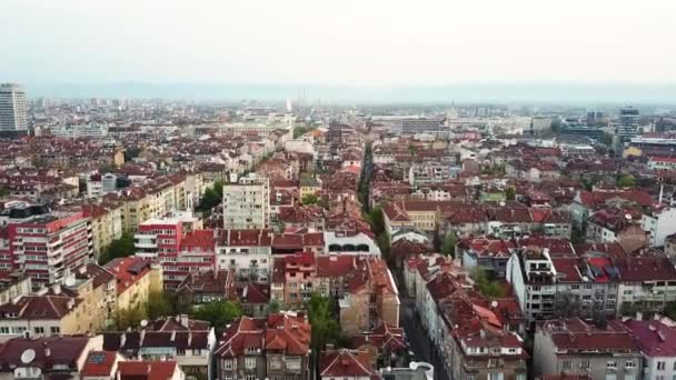 保加利亚索非亚红色屋顶鸟瞰图 — 图库视频影像