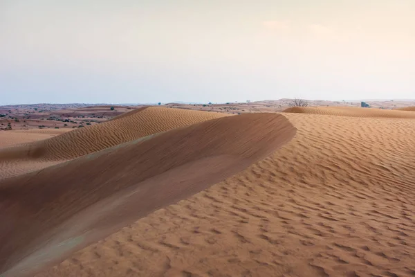 日落时分的沙漠沙丘 — 图库照片