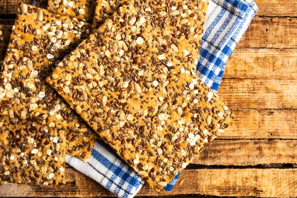 Galletas Integrales Con Semillas Chía Cereales Top View — Foto de Stock