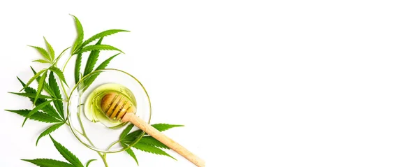 Miele Cannabis Una Ciotola Isolata Bianco — Foto Stock