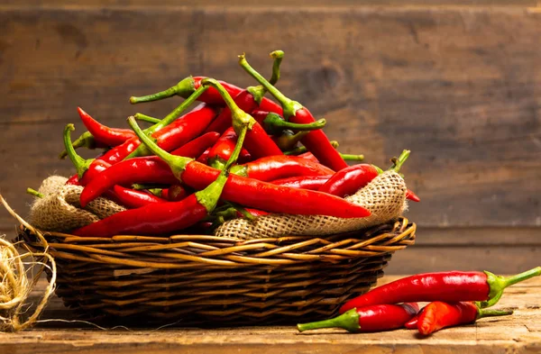 Thin Red Peppers Pile Rustic Environment — Stock Photo, Image