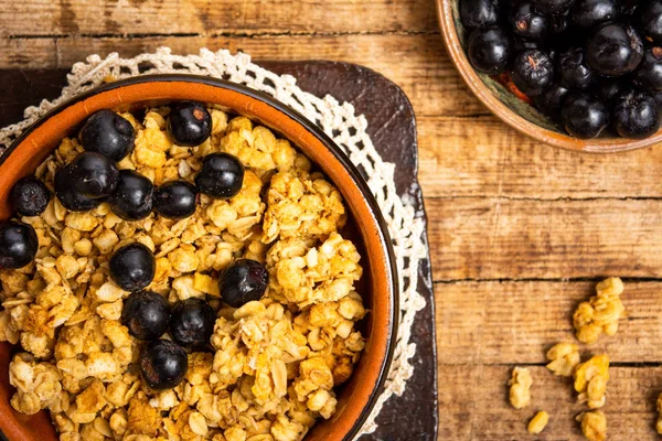 Breakfast Cereals Berry Fruit Bowl Top View — Stock Photo, Image