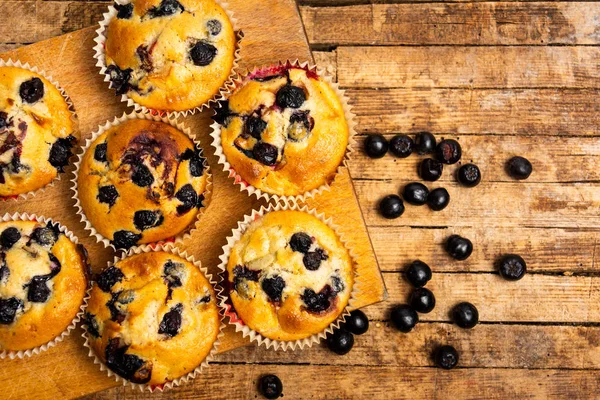 Homemade Muffins Berry Fruit Table — Stock Photo, Image