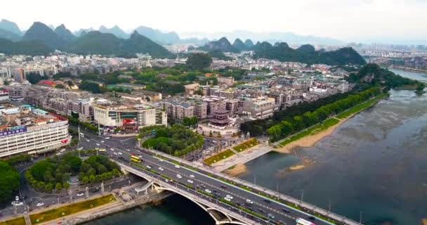 Luftaufnahme Von Guilin Berühmte Reisestadt Der Provinz Guangxi China — Stockvideo