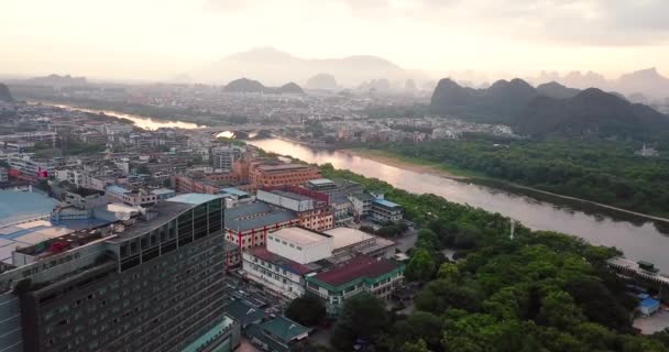 Vista Aérea Guilin Cidade Famosa Curso Província Guangxi China — Vídeo de Stock