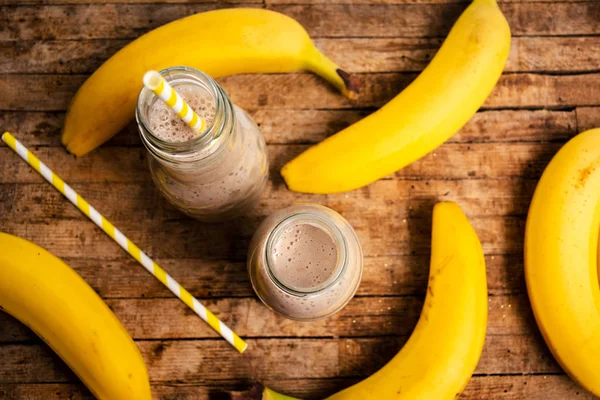 Banan Hälsosam Smoothie Juice Burk — Stockfoto