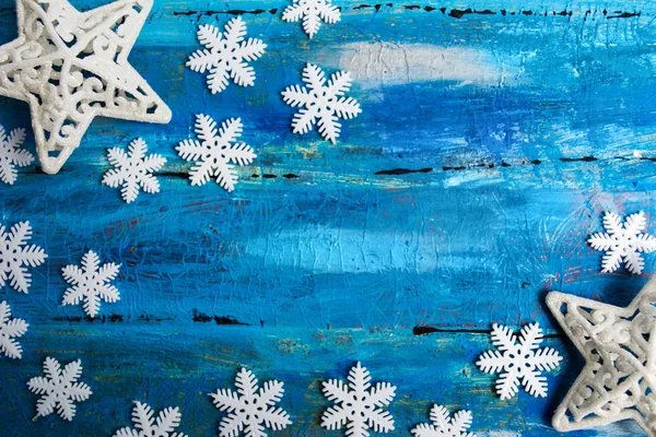 Різдвяна Синя Абстрактна Фонова Листівка Прикрасами — стокове фото